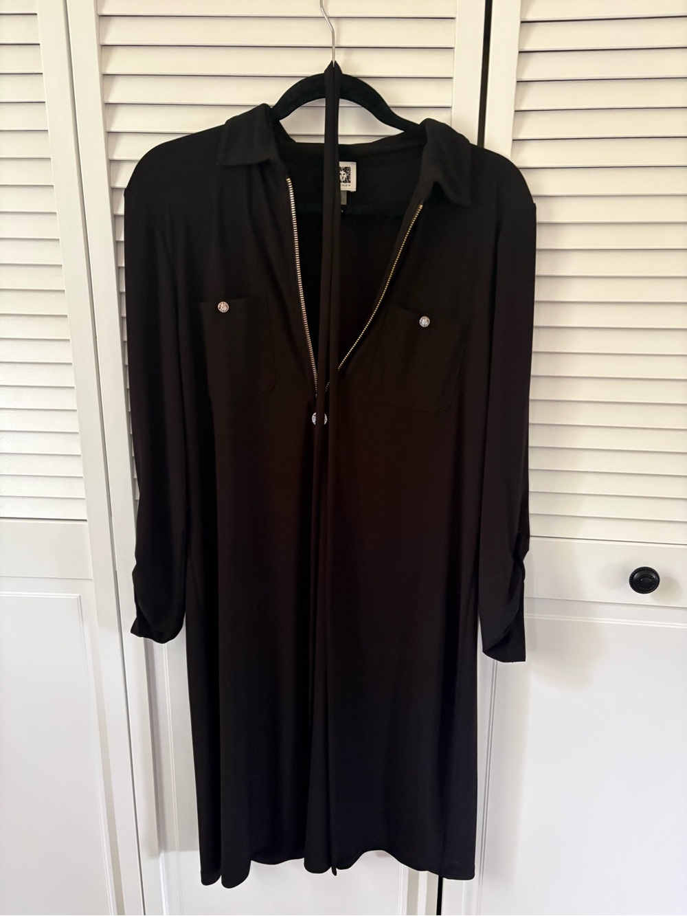 Anne Klein Women's Maxi Shirt Dress in Black Size 8 Like New